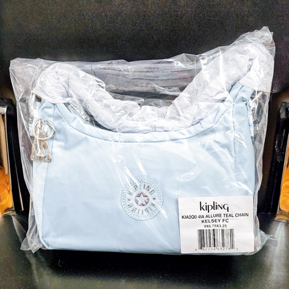 Kipling Kelsey Tortoise Chain Shoulder Bag in Teal - Picture 8 of 9